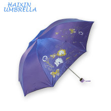 Marco del metal de las señoras de la manera Publicidad al por mayor personalizada Precio estándar del paraguas de la lluvia Mejor Mini paraguas plegable del recorrido 3 pliegues